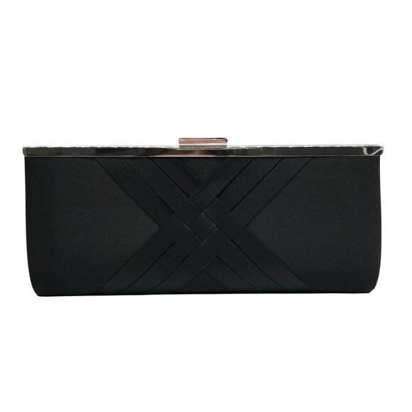 I.N.C. International Concepts Black Satin Kelsie Clutch Crossbody Bag - Picture 1 of 12